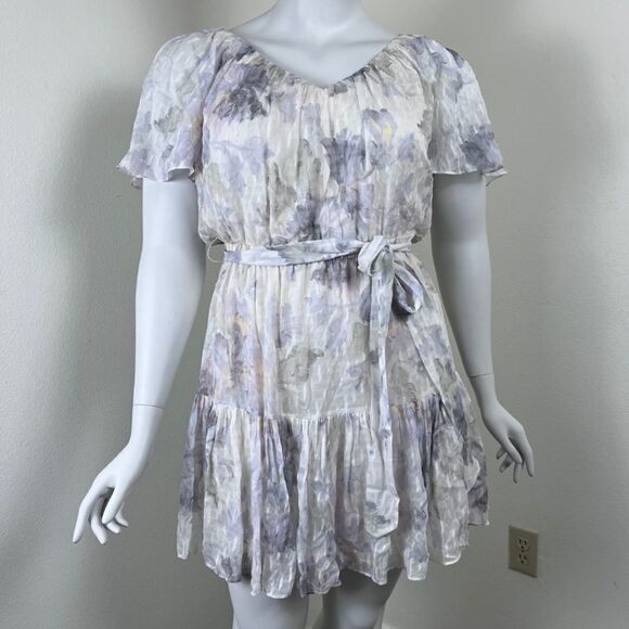 Rebecca Taylor Women Size XL White Lily Silk Floral Tiered Ruffle Mini NEW Dress - Picture 12 of 17